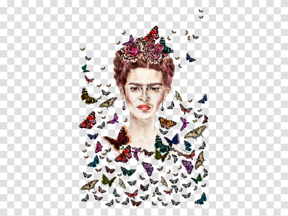 Frida Kahlo Flowers Butterflies Baby Onesie Frida Kahlo Flowers Butterflies, Graphics, Art, Floral Design, Pattern Transparent Png