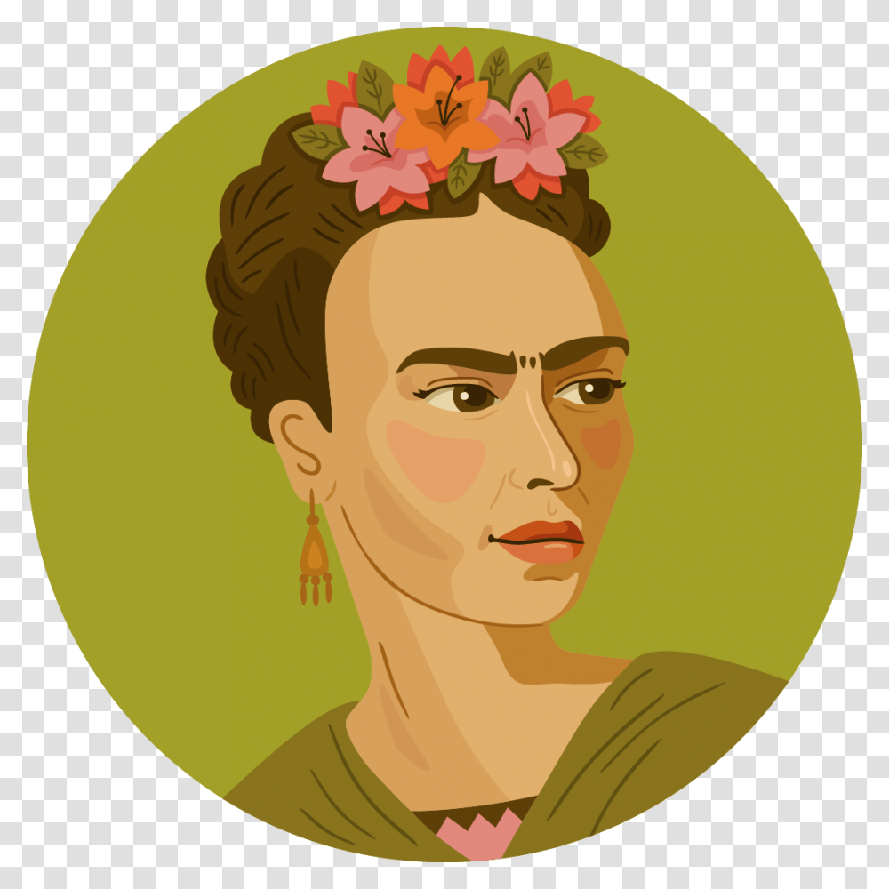 Frida Kahlo Icon, Face, Person, Human, Label Transparent Png
