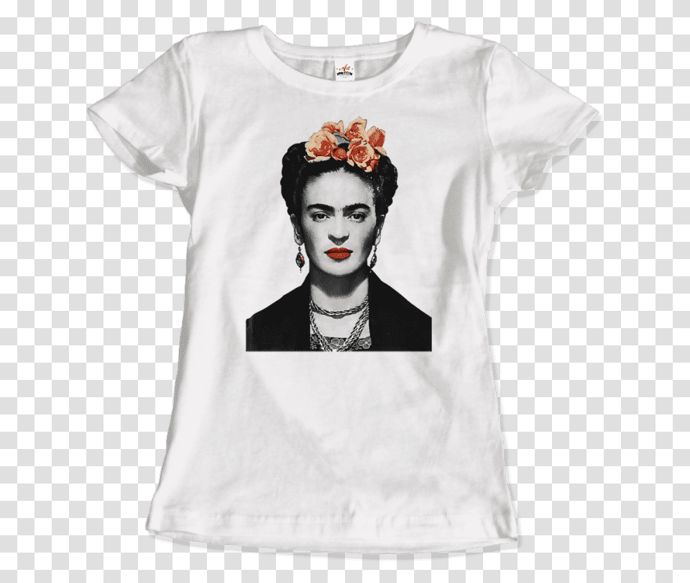 Frida Kahlo With Flowers Poster Artwork T Shirt Frida Kahlo, Clothing, Apparel, Person, Human Transparent Png