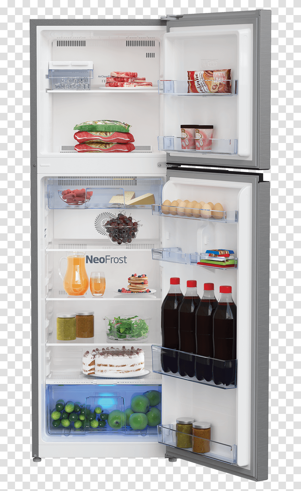 Fridge Freezer Rdnt271i50vp Refrigerator Double Door Voltas, Appliance, Shelf, Burger, Food Transparent Png