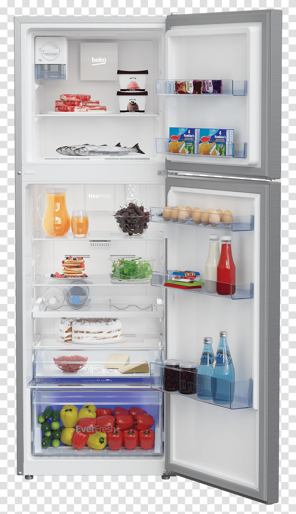 Fridge Freezer Rdnt360i50vzp Voltas Rff273if Beko 250 L 3 Star Inverter Frost Free, Refrigerator, Appliance, Shelf, Furniture Transparent Png