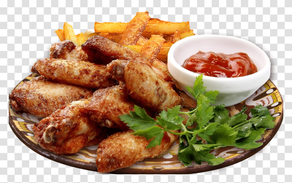 Fried Chicken Plate Of Food, Seasoning, Fries, Meal, Dish Transparent Png