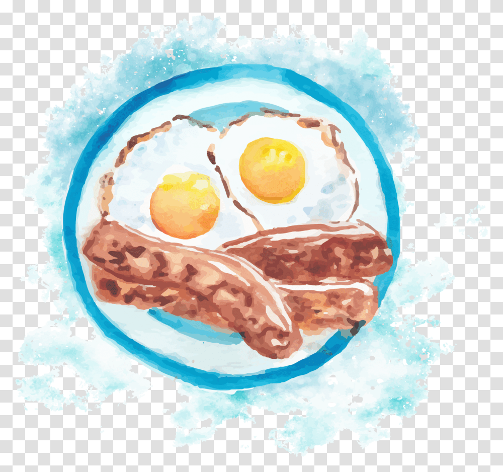 Fried Egg Breakfast And Fried Egg, Food, Birthday Cake, Dessert, Painting Transparent Png