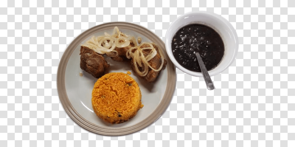 Fried Pork Chunks With Yellow Rice And Black Beans Falafel, Dish, Meal, Food, Plant Transparent Png