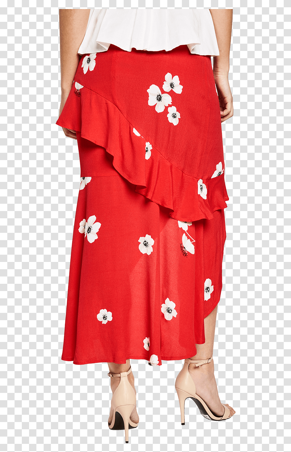 Frieda Ruffle Skirt In Colour Chinese Red A Line, Blouse, Shirt, Person Transparent Png