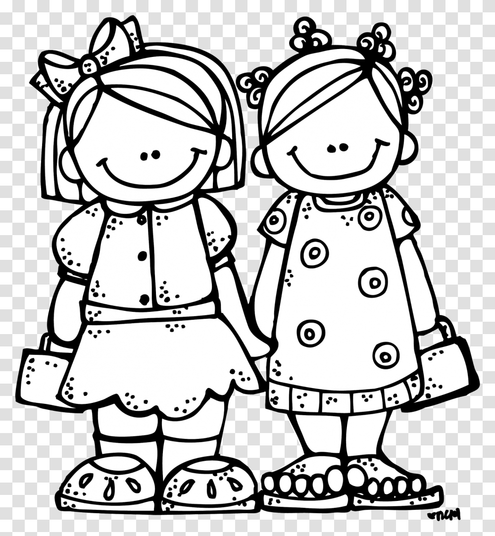 Friends Clipart Black And White Sisters Black And White, Doll, Toy, Snowman, Winter Transparent Png