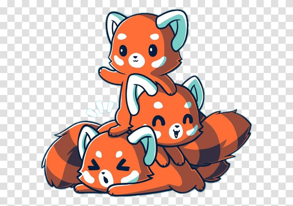 Friends Hug Clipart Cute Kawaii Red Panda, Animal, Sea Life, Food, Seafood Transparent Png