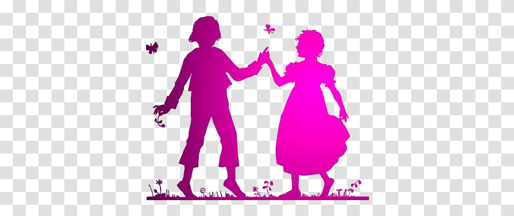 Friends Silhouette Silhouette Of A Girl And Boy Holding Hands, Person, Poster, Performer, Leisure Activities Transparent Png