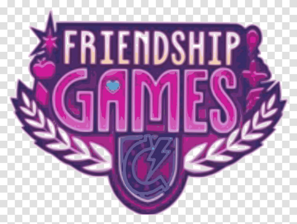 Friendship My Little Pony Friendship Games Logo, Purple, Text, Symbol, Light Transparent Png