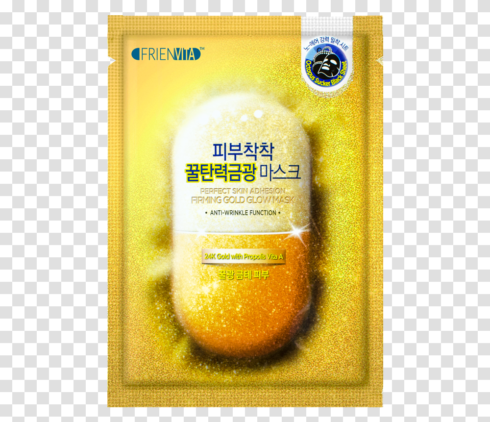 Frienvita Firming Gold Glow Mask Perfect Skin Adhesion White Gold Glow Mask, Bottle, Plant, Fruit, Food Transparent Png