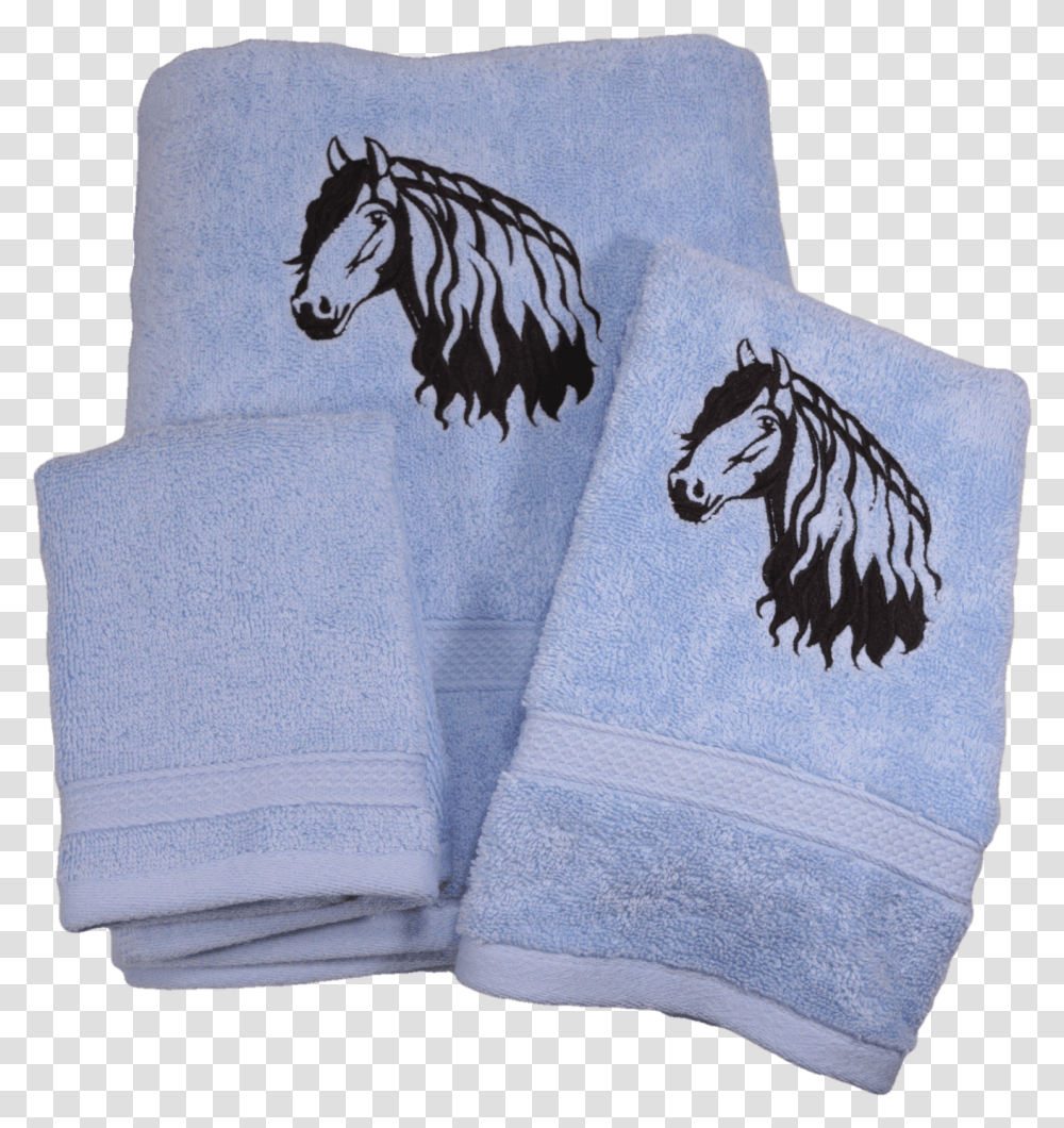 Friesian Horse Head Outline Embroidered Bath Towels Towel, Zebra, Wildlife, Mammal, Animal Transparent Png