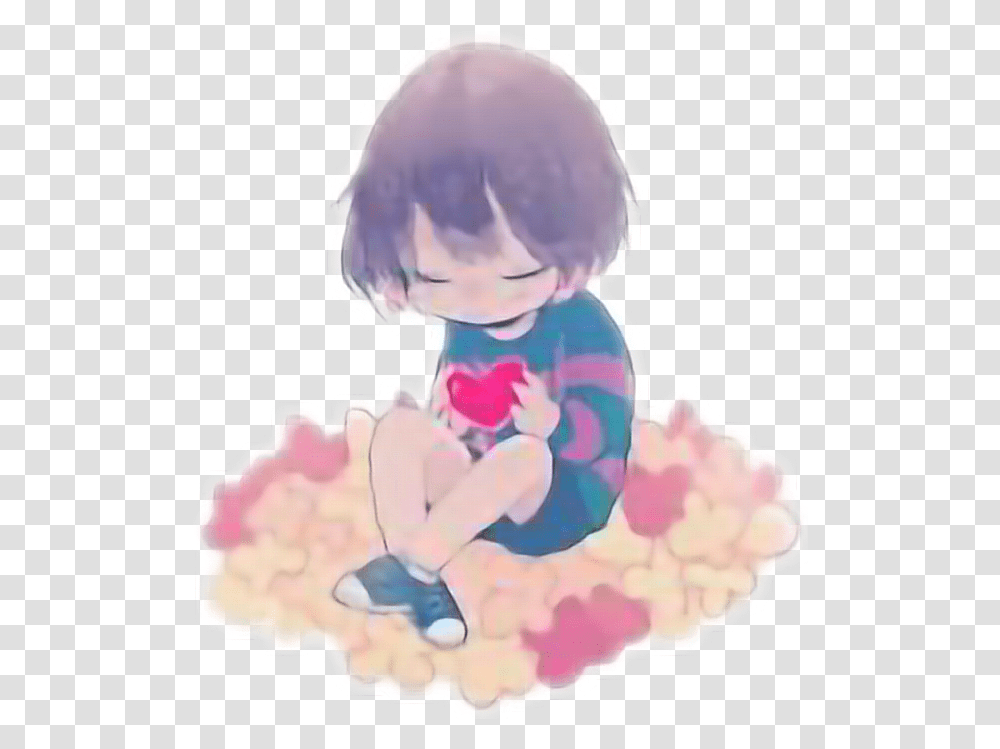 Frisk Kawaii Anime Cute Frisk, Person, Human, Kneeling, Baby Transparent Png