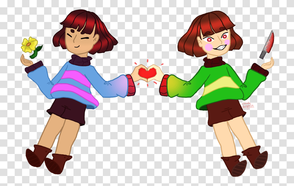 Frisk Y Chara Love Or Dead By Cloudy Dolphin Cartoon Cartoon, Person, Human, People, Costume Transparent Png