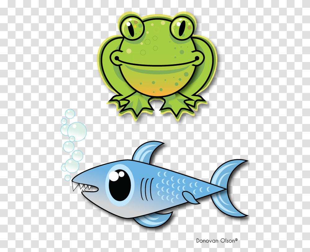 Frog And Fish Clipart Fish And Frog Cartoon, Animal, Sea Life, Tuna, Amphibian Transparent Png