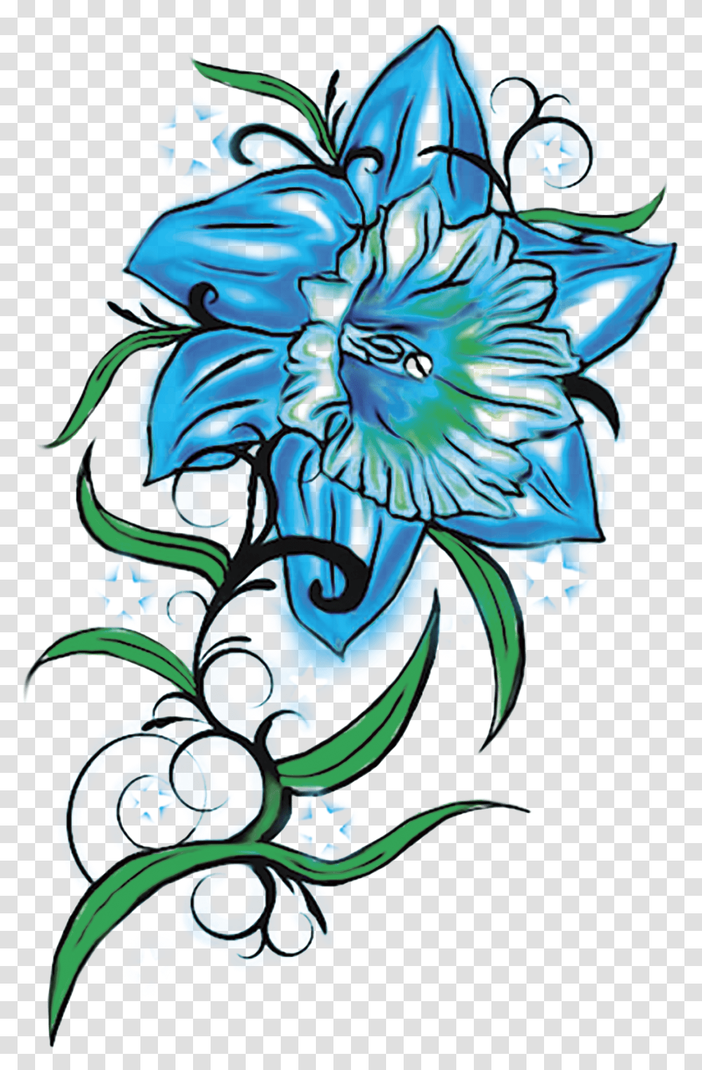 Frog Blue Orch Frog And Flower Tattoo Design, Graphics, Art, Floral Design, Pattern Transparent Png