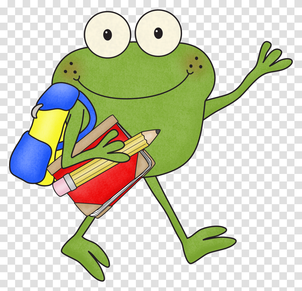 Frog Clipart For Teachers Back To School Frog, Animal, Amphibian, Wildlife, Plot Transparent Png