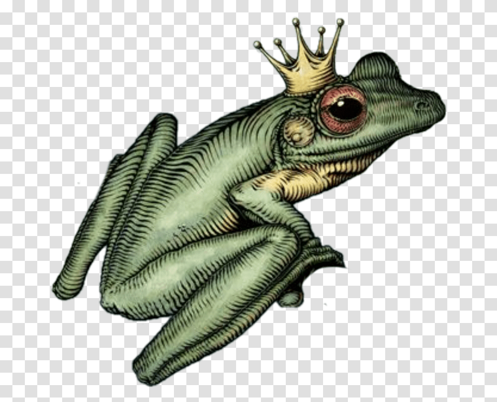 Frog Prince Green Crown Moodboard Sticker By Aroe Toad, Amphibian, Wildlife, Animal, Lizard Transparent Png