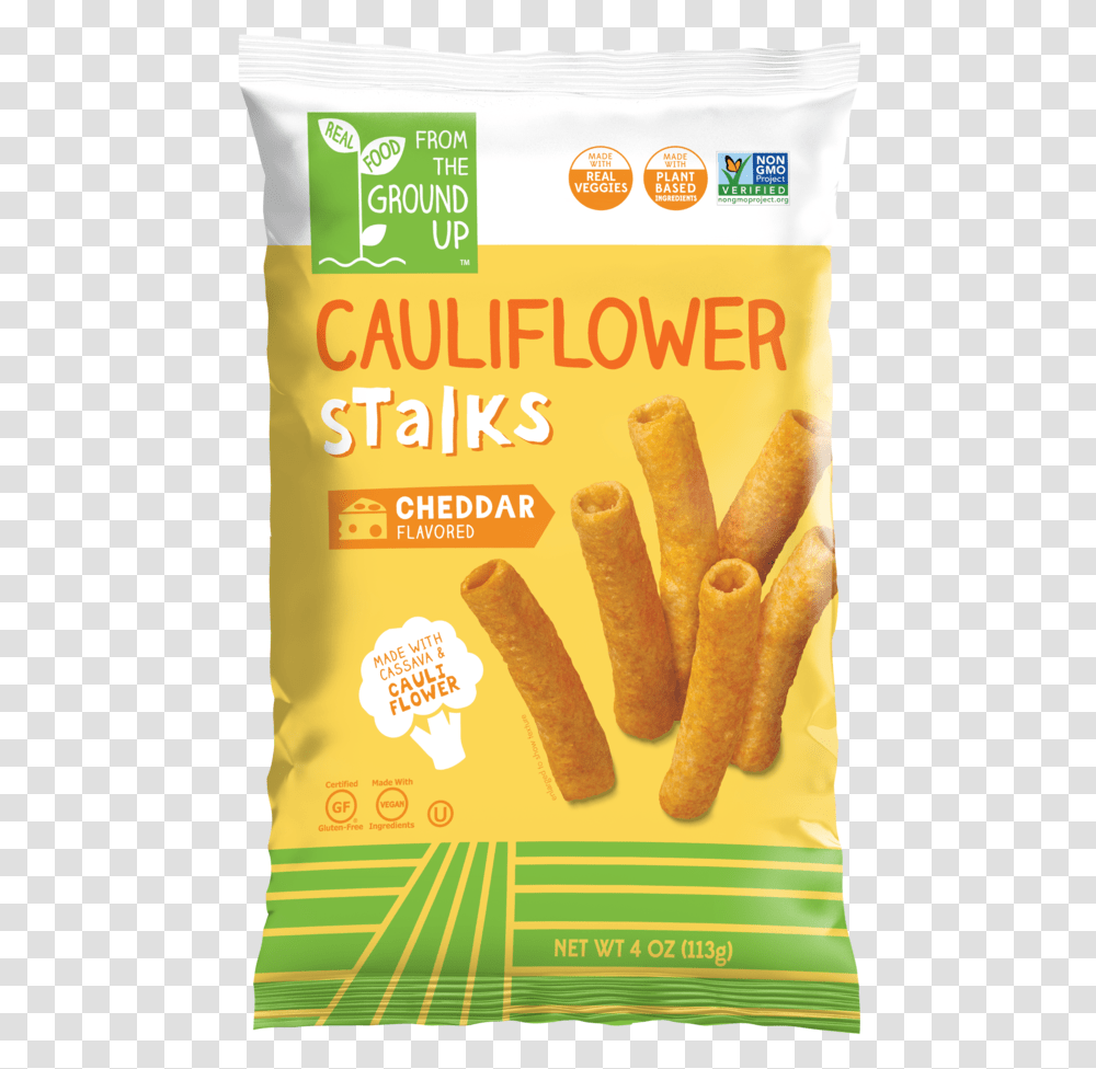 From The Ground Up Cheddar Cauliflower Stalks Ground Up Cauliflower Stalks, Food, Fries, Paper, Hot Dog Transparent Png