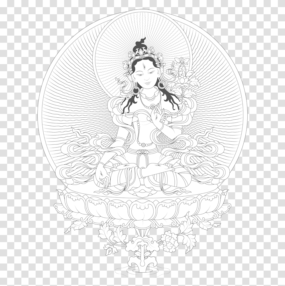 From The Sphere Of Emptiness Appears A White Lotus, Person, Human, Drawing Transparent Png