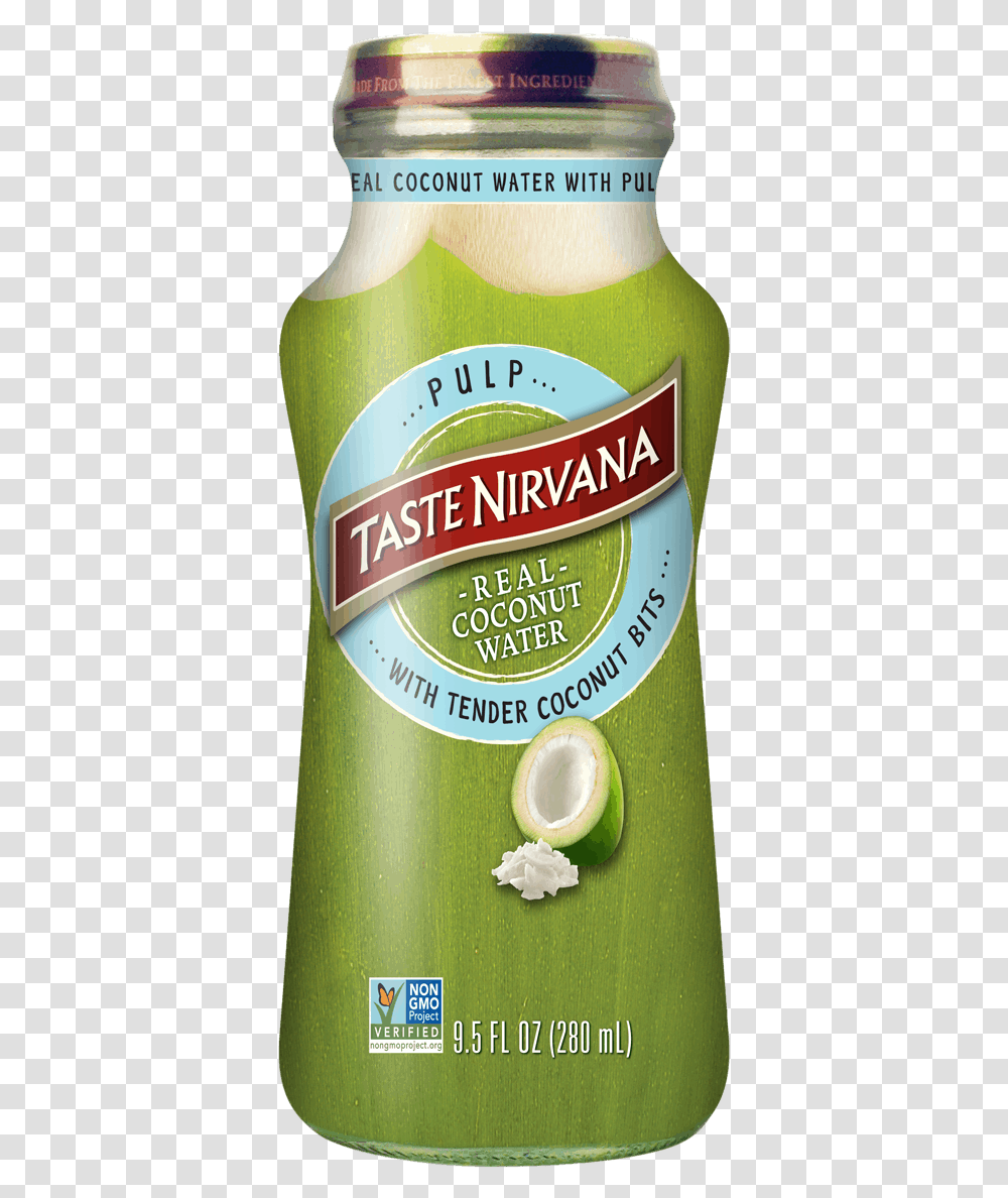 Front Label Image Of Real Coconut Water With Plup Glass Juice, Egg, Food, Plant, Fruit Transparent Png