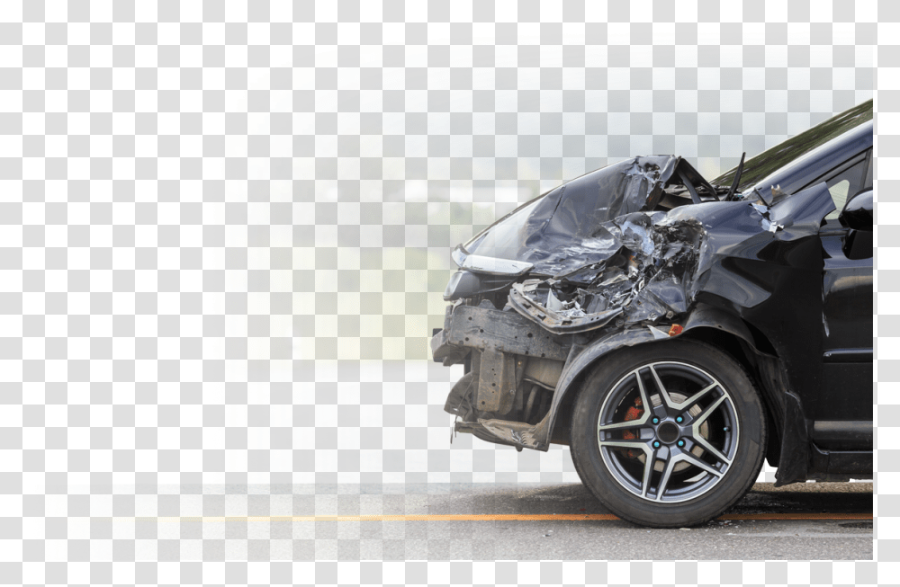 Front Of Black Car Get Damaged By Accident On The Road, Wheel, Machine, Transportation, Spoke Transparent Png