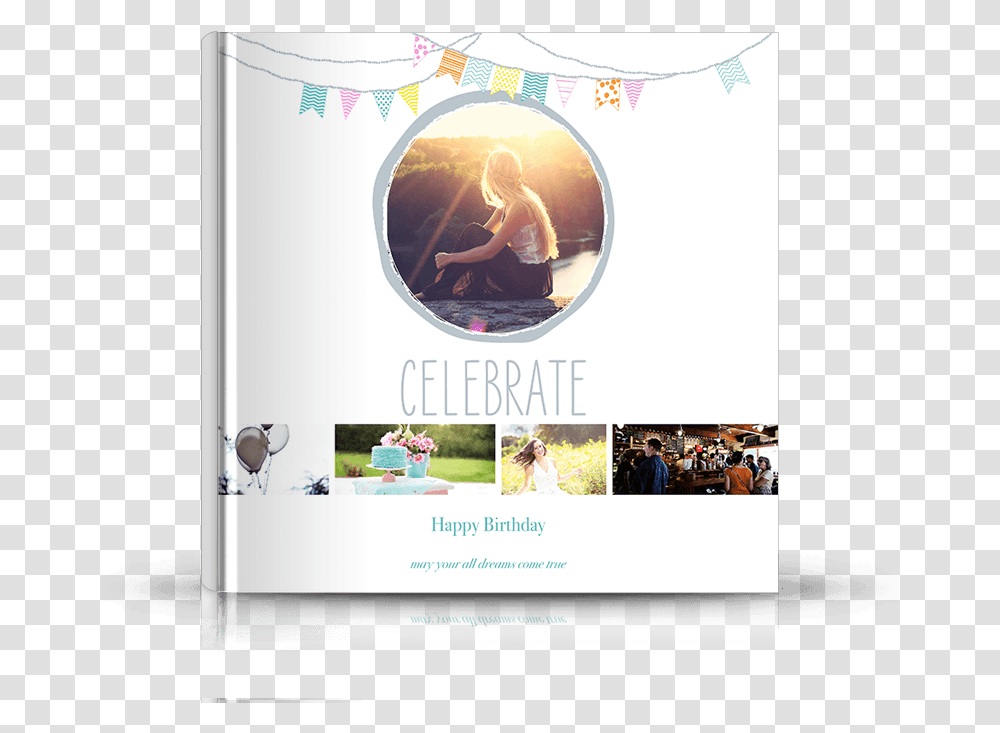 Front Photo Book Cover Designed For Birthday Party Summer Poster, Person, Human, Advertisement, Text Transparent Png