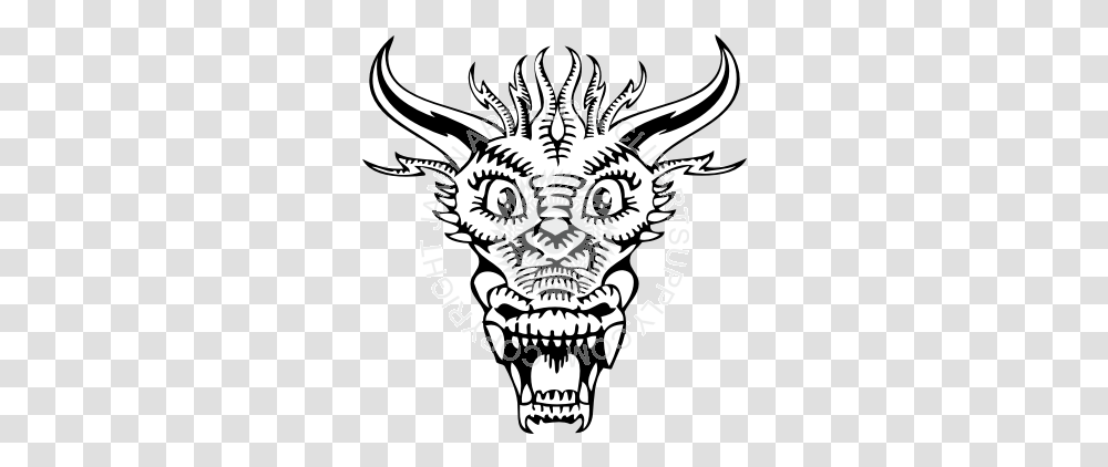 Front View Image Dragon Head From Front, Emblem, Symbol, Label, Text Transparent Png