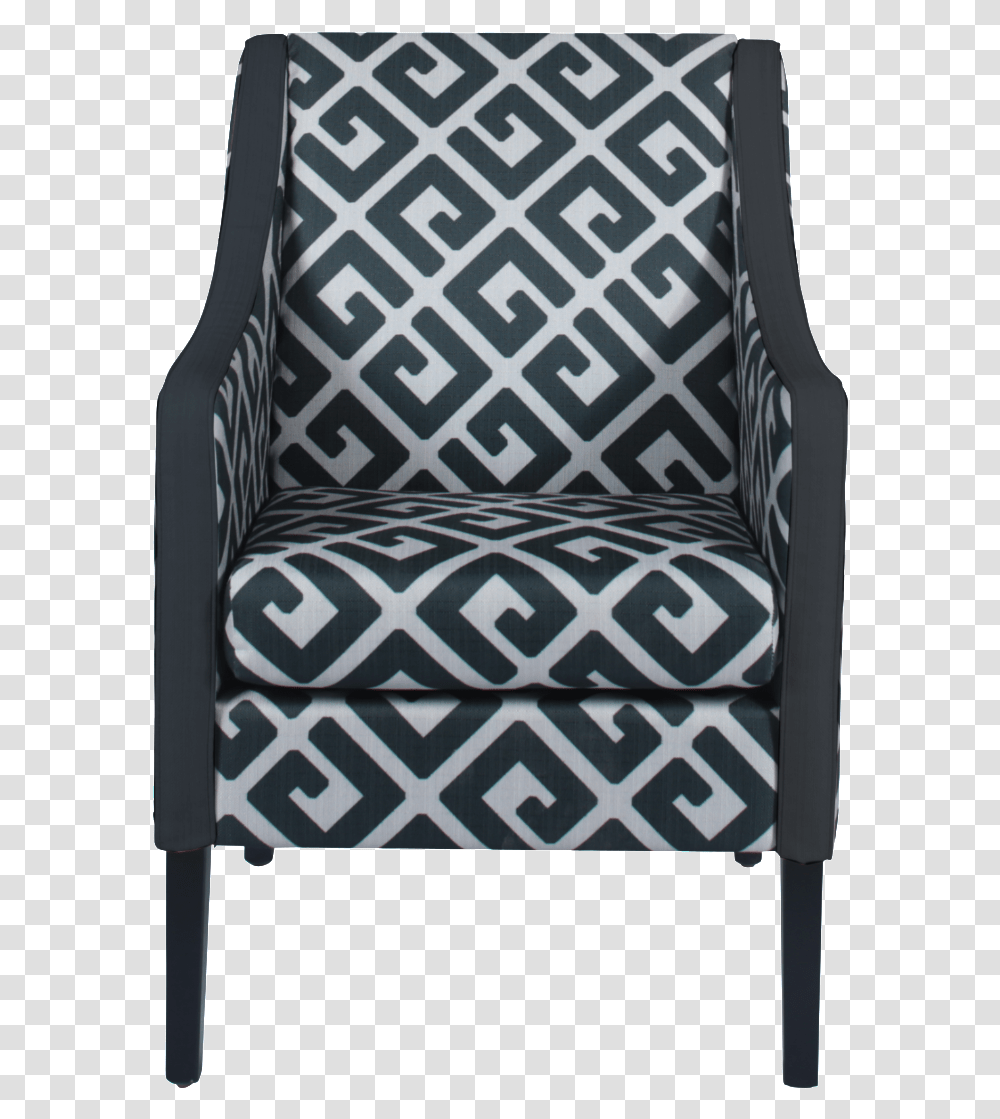 Front View Of Black And White Abstract Pattern Upholstered Carpet, Furniture, Chair, Armchair, Rug Transparent Png