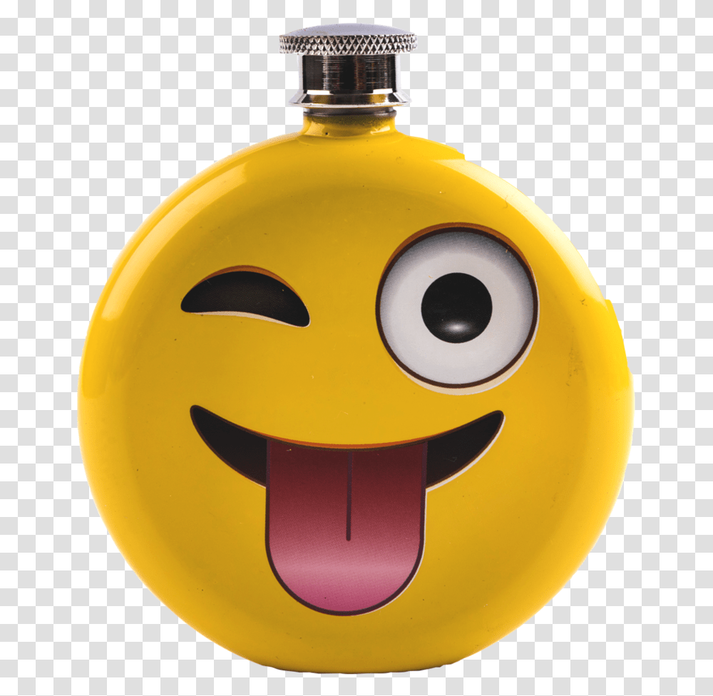 Front View Of Emoji Flask Smiley, Snowman, Winter, Outdoors, Nature Transparent Png