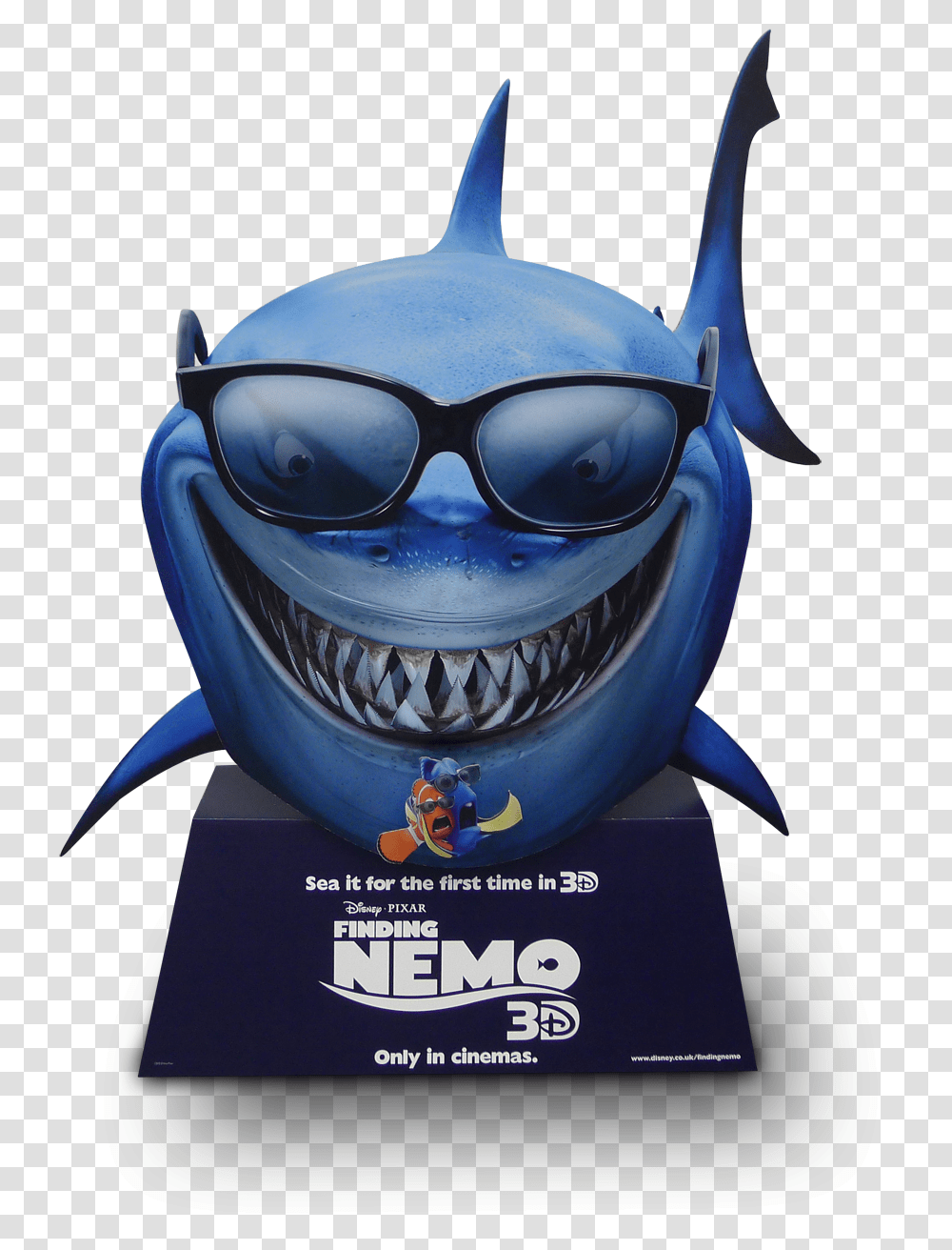 Front View The Body Of The Great White Shark Is Finding Nemo Poster 2003, Sunglasses, Advertisement, Goggles Transparent Png