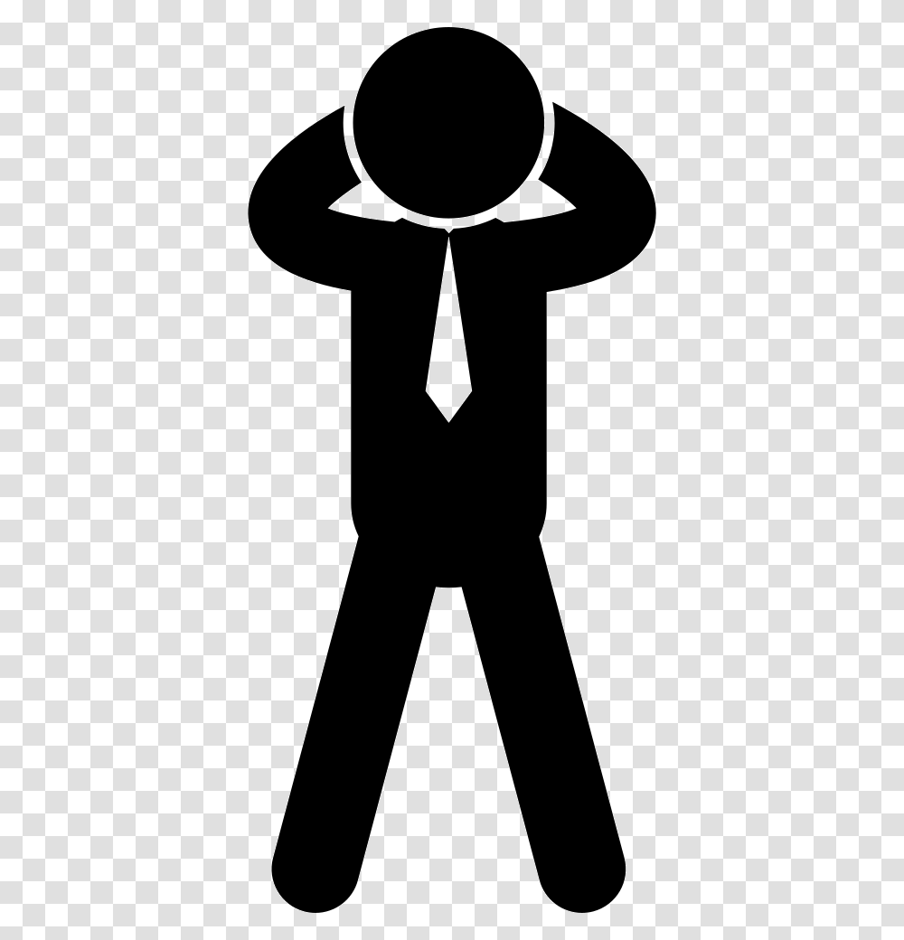 Frontal Standing Business Man Posture Icon, Hand, Person, Human, Stencil Transparent Png