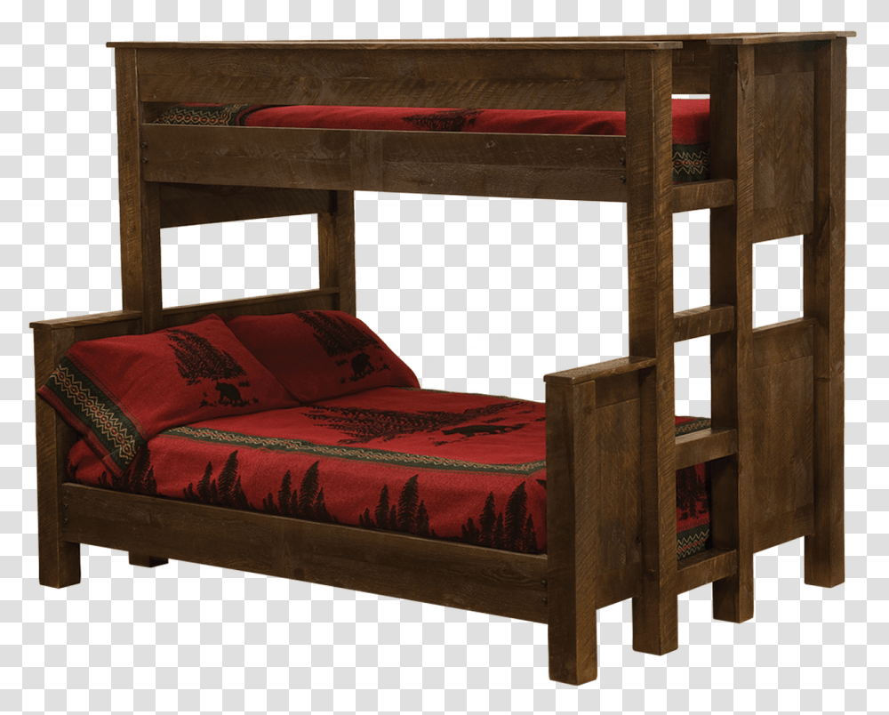Frontier Bunk Bed Bunk Bed Queen And Twin, Furniture, Wood, Crib Transparent Png
