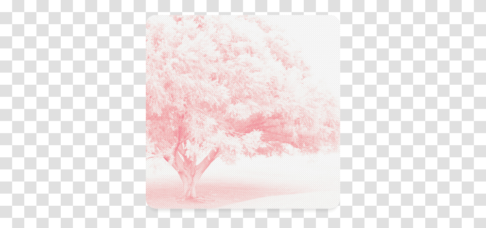 Frosted Pink Tree Square Coaster Drawing, Rug, Mousepad, Mat, Nature Transparent Png