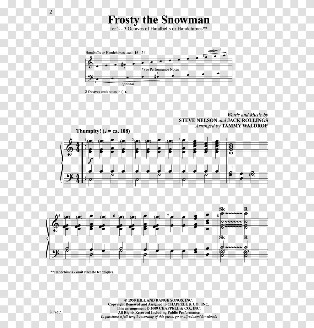 Frosty The Snowman Thumbnail Sheet Music, Gray, World Of Warcraft Transparent Png