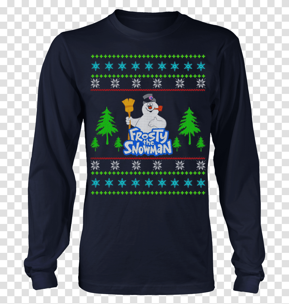 Frosty The Snowman Ugly Christmas Sweaters T Shirt Long Sleeved T Shirt, Apparel, Person, Human Transparent Png