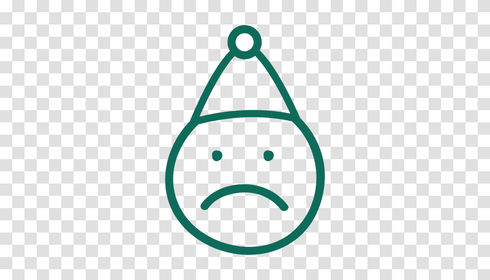 Frown Santa Claus Hat Face Green Stroke Emoticon, Triangle Transparent Png