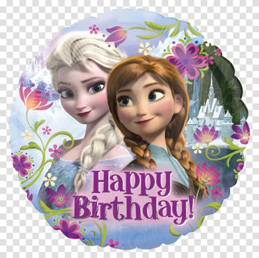 Frozen Anna & Elsa Balloon Frozen With Happy Birthday, Toy, Doll, Person, Art Transparent Png