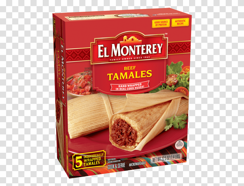 Frozen Tamales El Monterey Beef Tamales, Food, Sandwich, Burrito, Sandwich Wrap Transparent Png