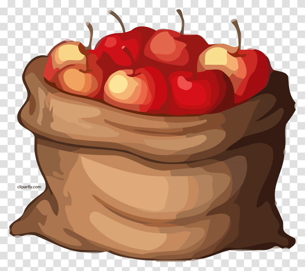 Fruit Bag Free On Bag Of Apples Cartoon, Plant, Food, Birthday Cake, Dessert Transparent Png