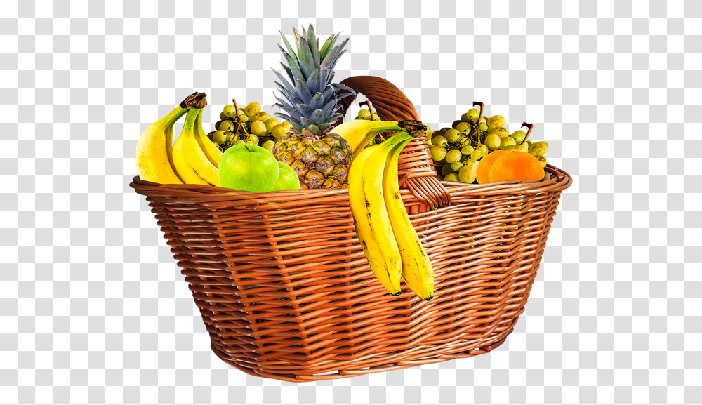 Fruit Basket Clipart Fruit Basket, Plant, Banana, Food, Pineapple Transparent Png