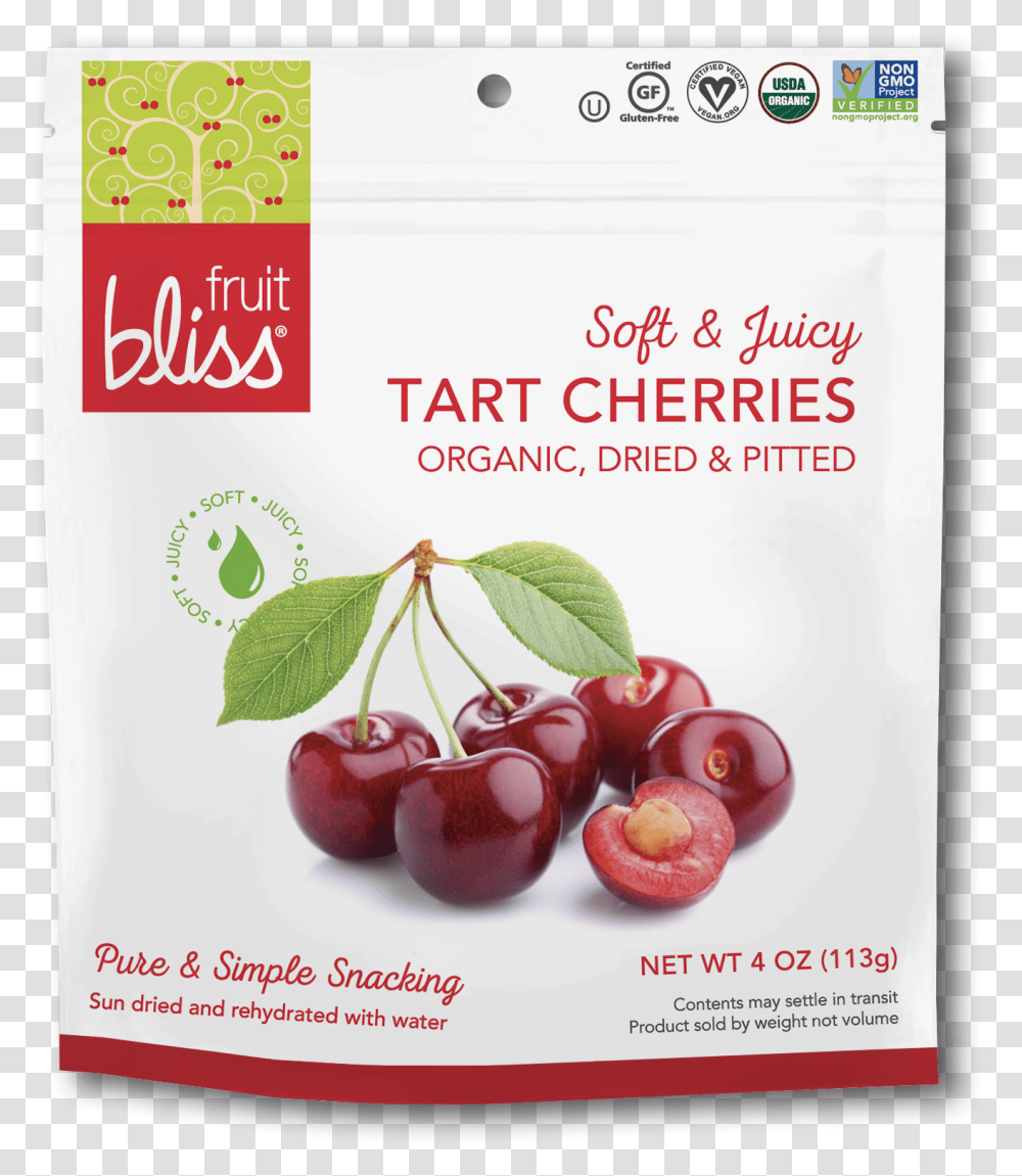 Fruit Bliss Tart Cherries Organic Snacks Fruit Bliss Organic Tart Cherries, Plant, Food, Cherry Transparent Png