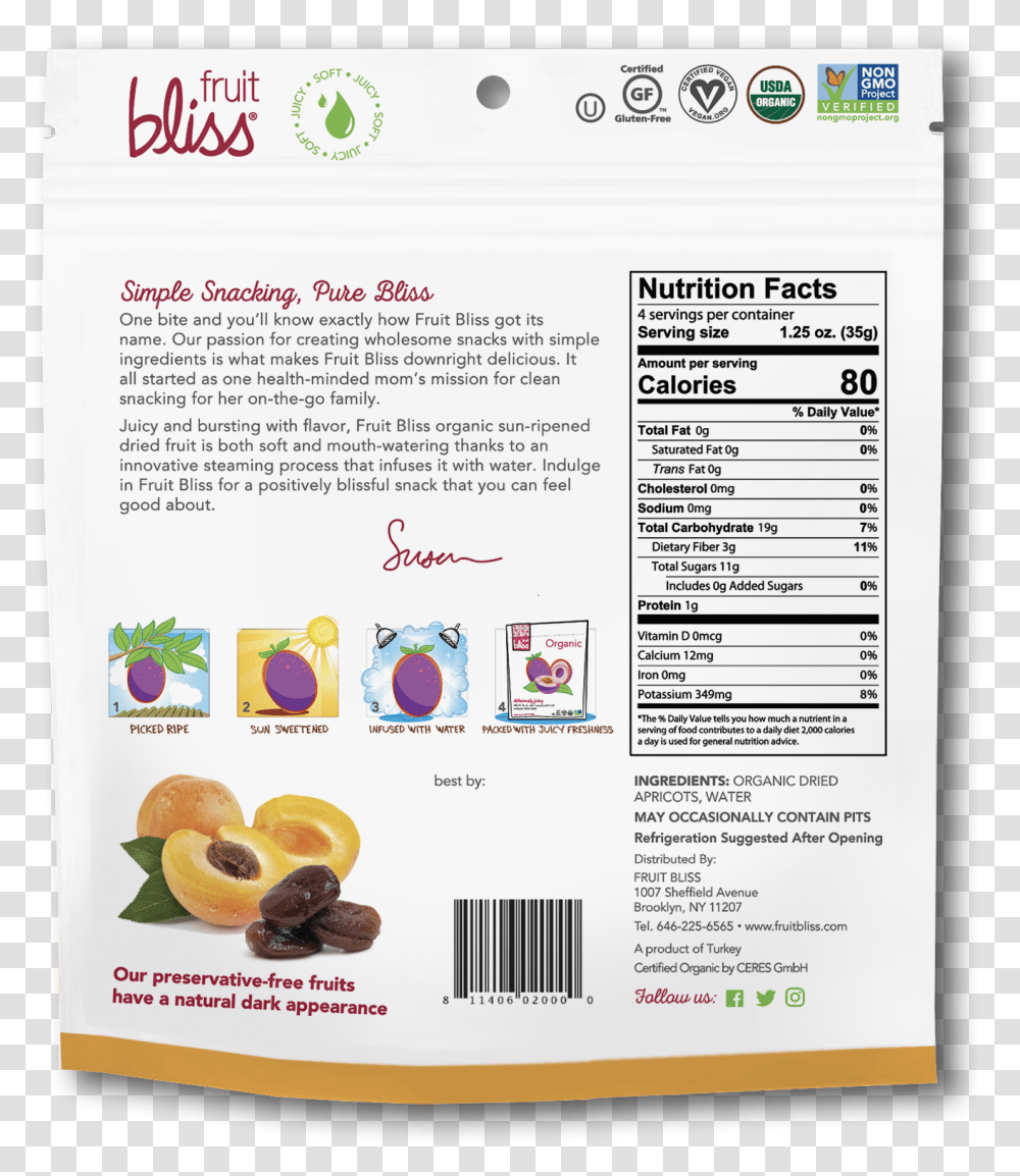 Fruit Bliss Turkish Apricots Organic Snacks Fruit Bliss Best Before, Poster, Advertisement, Label Transparent Png