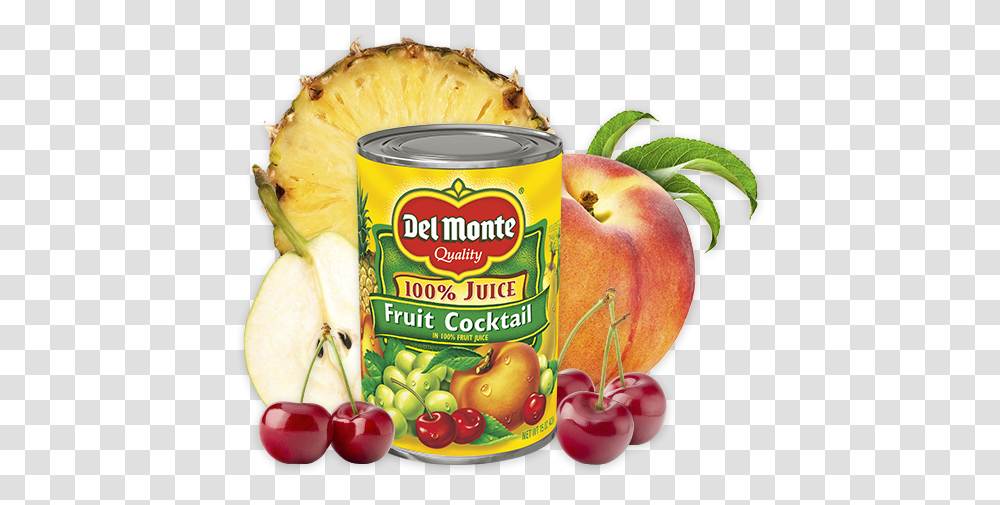 Fruit Cocktail 100 Juice Canned Fruit, Plant, Food, Tin, Cherry Transparent Png