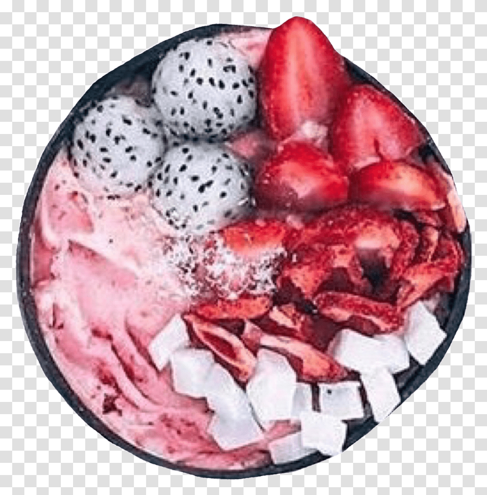Fruit Fruitbowl Niche Nichememe Aesthetic Smoothie Bowl, Strawberry, Plant, Food, Cream Transparent Png