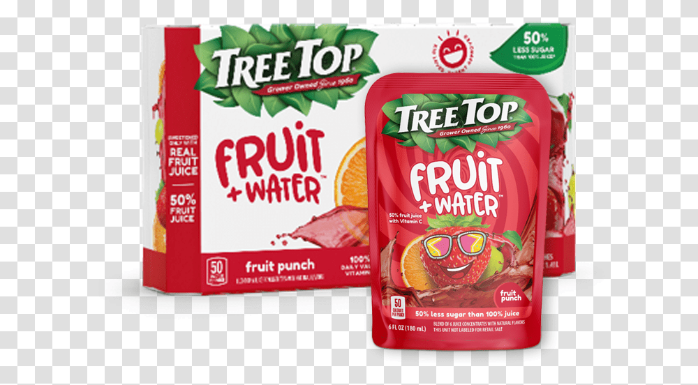 Fruit Plus Water Fruit Punch Pouch Tree Top Apple Juice, Food, Plant, Snack Transparent Png