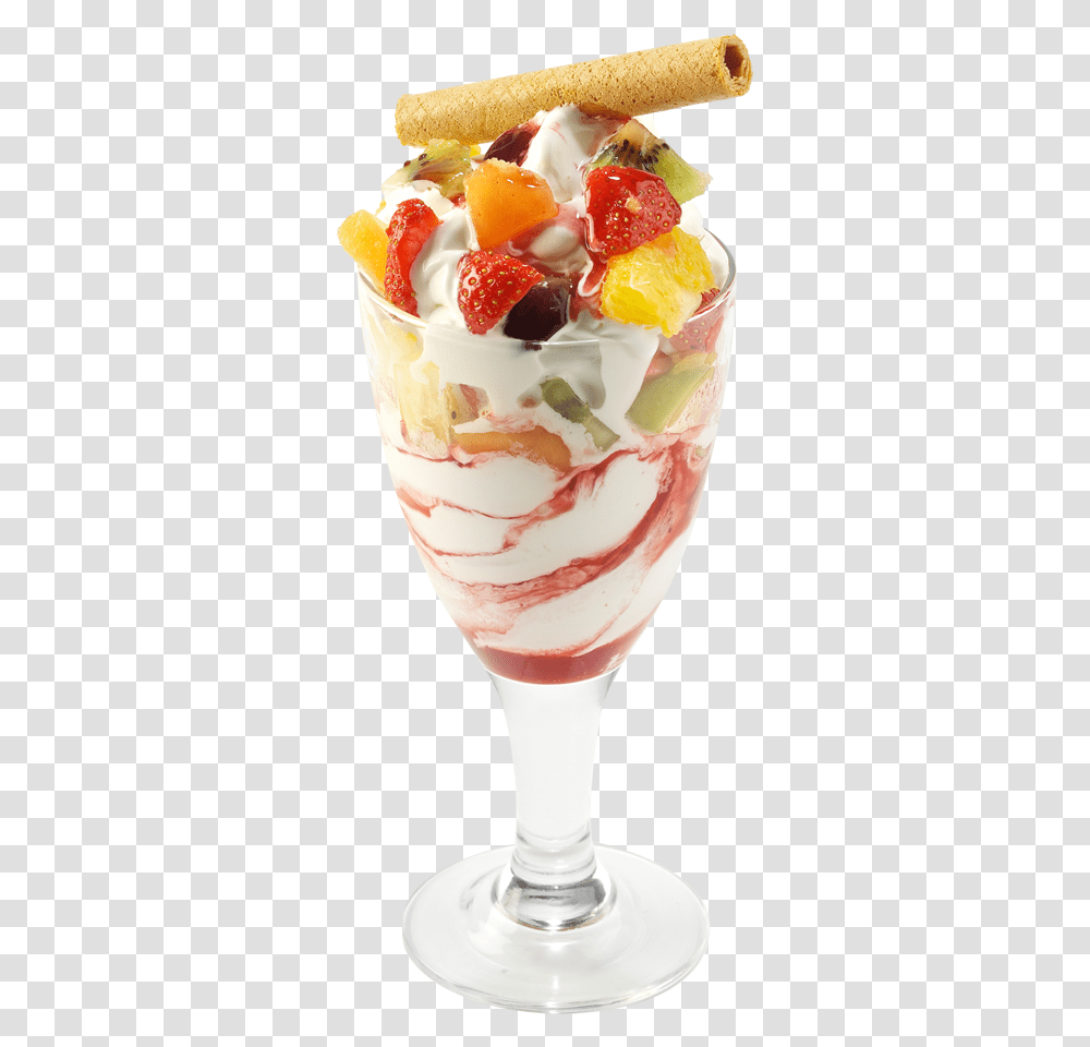 Fruit Salad With Ice Cream, Dessert, Food, Creme, Plant Transparent Png