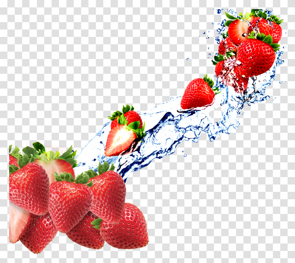 Fruit Splash Picture Water Splash Fruits, Plant, Strawberry, Food, Raspberry Transparent Png