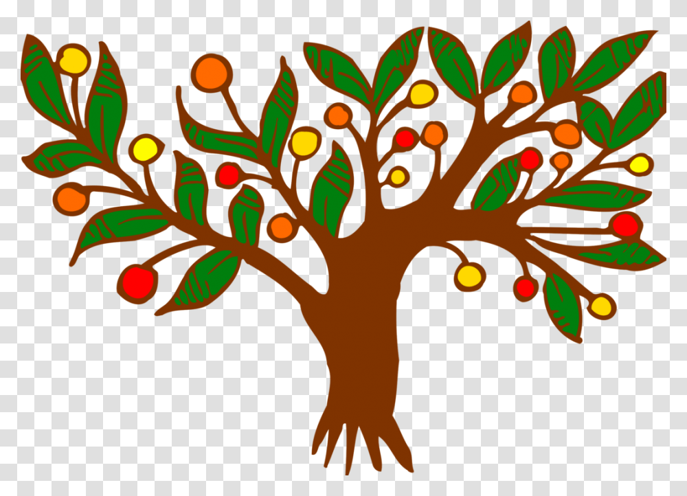 Fruit Tree Color Drawing Branch, Floral Design, Pattern Transparent Png