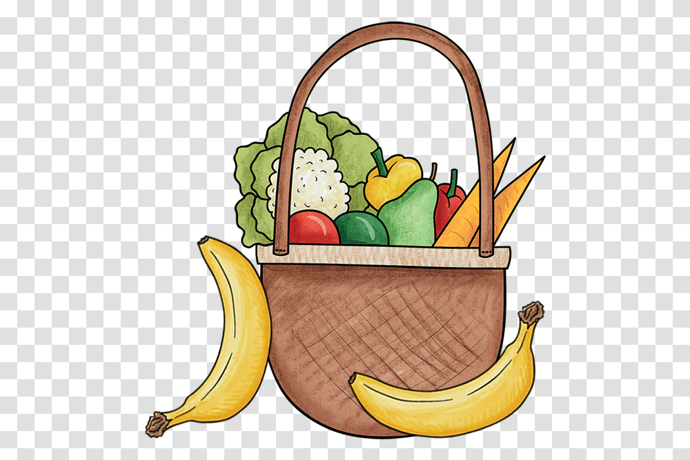 Fruit Vegetable Full Size Fruit And Vegetable Clipart, Plant, Banana, Food, Basket Transparent Png