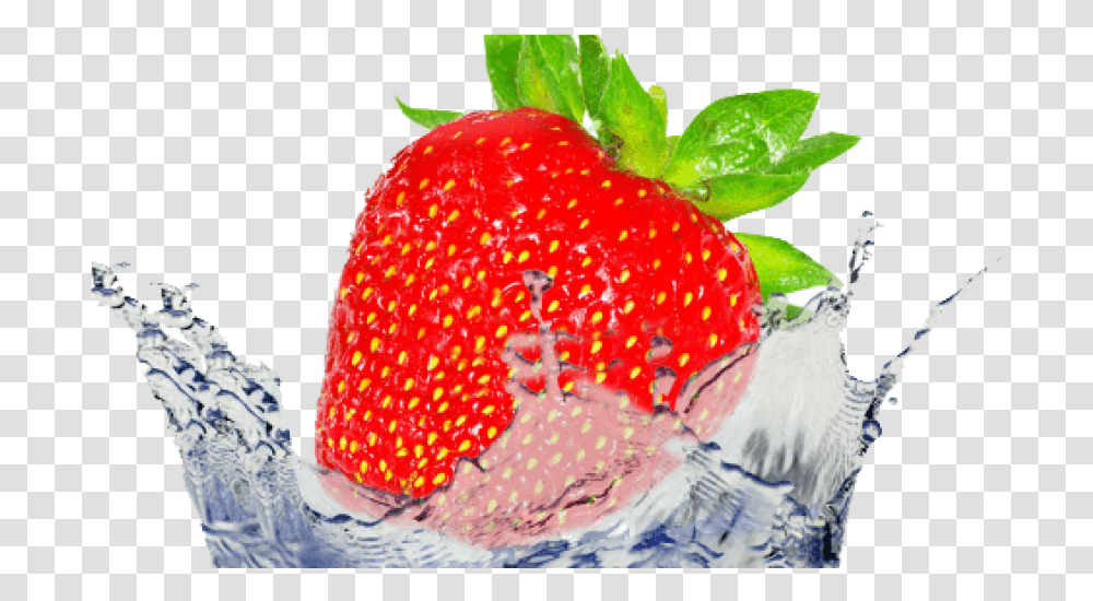 Fruit Water Splash Strawberry Splash, Plant, Food Transparent Png